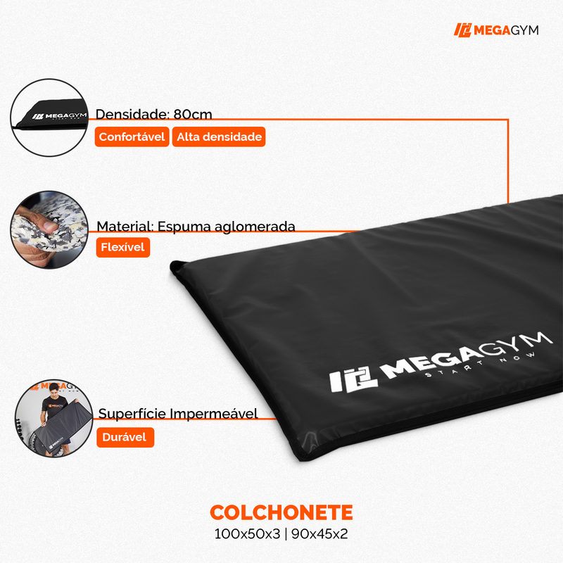 Colchonete 100cm X 50cm X 3cm sem logo