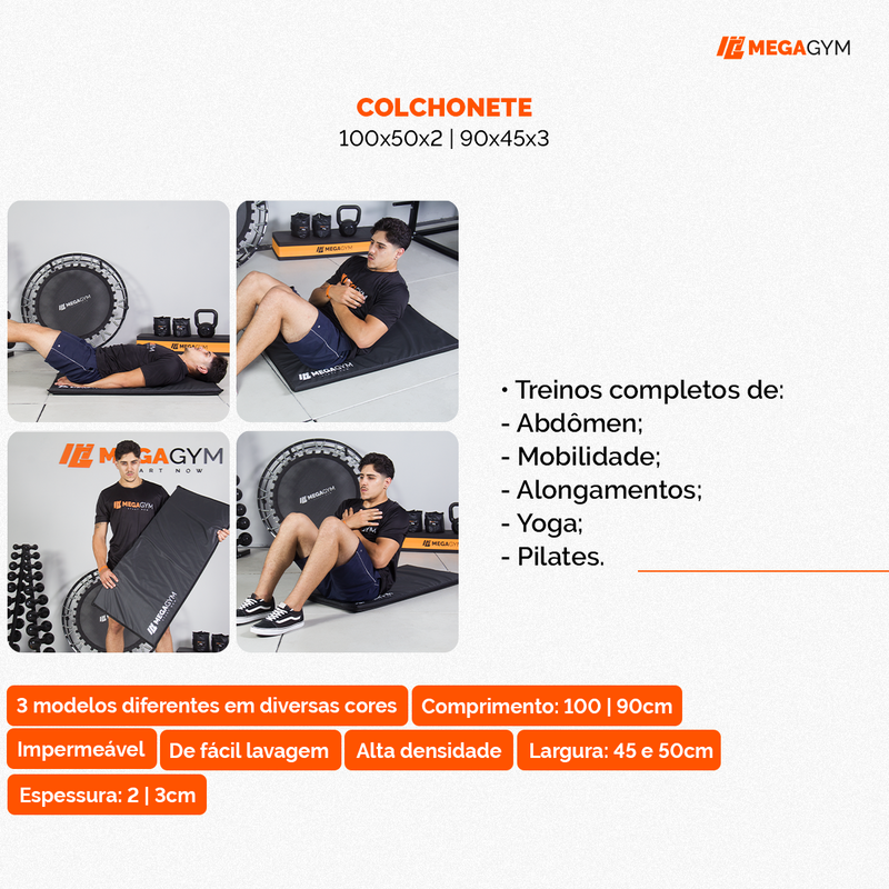 Colchonete De Academia 100x50x3 Para Treino Pilates Funcional