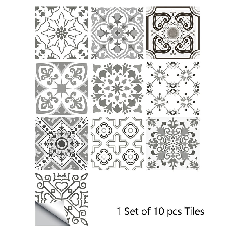 Adesivos estilosos padrão retro, superfície de azulejos, para banheiro,cozinha e decoração de casa no geral (10pcs)