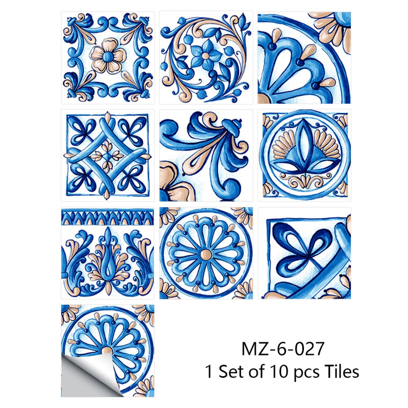 Adesivos estilosos padrão retro, superfície de azulejos, para banheiro,cozinha e decoração de casa no geral (10pcs)