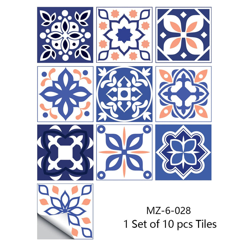 Adesivos estilosos padrão retro, superfície de azulejos, para banheiro,cozinha e decoração de casa no geral (10pcs)