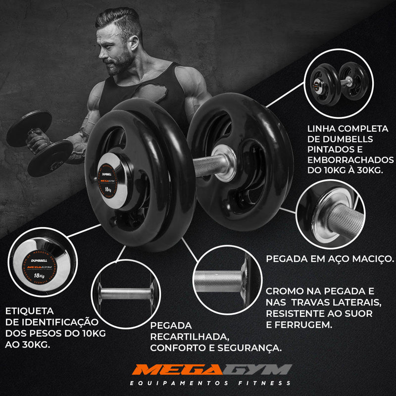 Halter 14kg Dumbbell Emborrachado