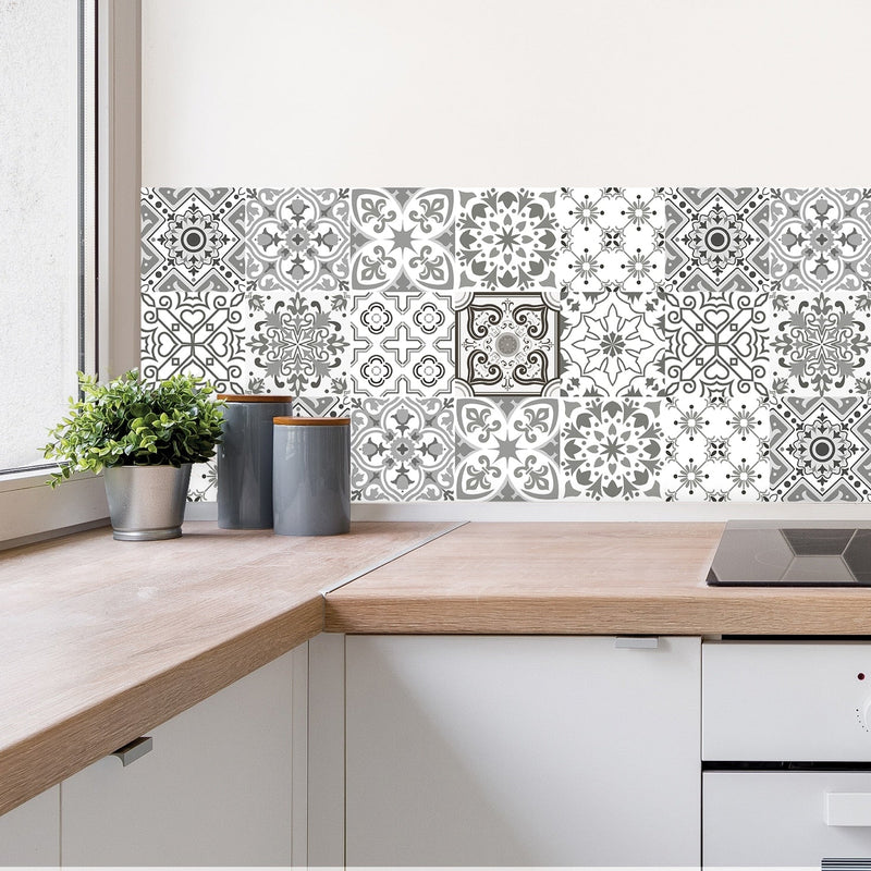 Adesivos estilosos padrão retro, superfície de azulejos, para banheiro,cozinha e decoração de casa no geral (10pcs)