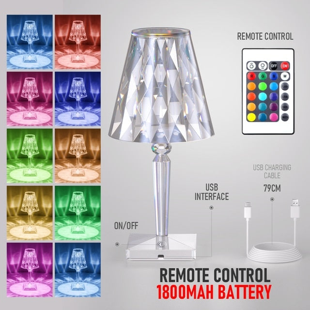 Abajour de Mesa Diamante Led Touch