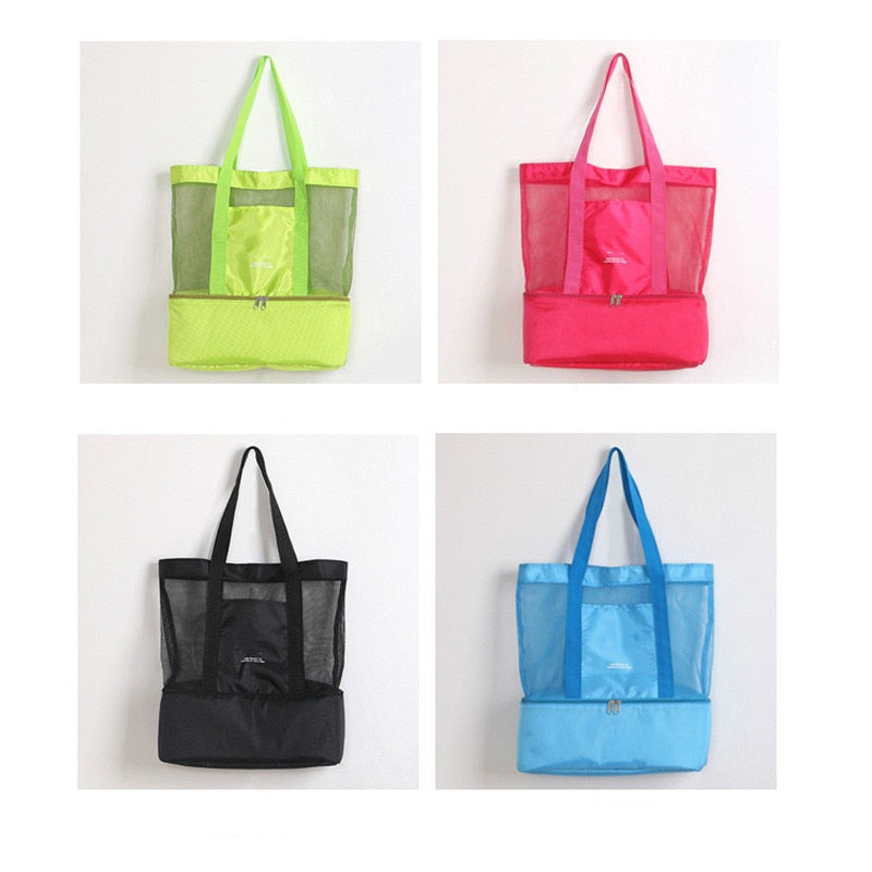 Bolsa Fashion Day, ideal para praia, passeios ao ar livre ...(Malha transparente com camada dupla para preservação de calor)