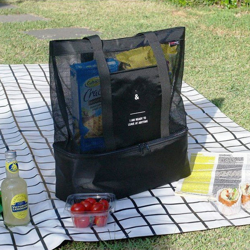 Bolsa Fashion Day, ideal para praia, passeios ao ar livre ...(Malha transparente com camada dupla para preservação de calor)